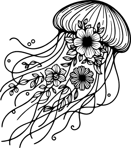 (s092-3-G) Jellyfish with Flowers Floral