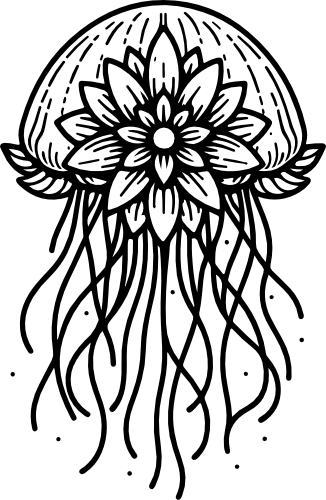 (s092-3-H) Jellyfish with Flowers Floral