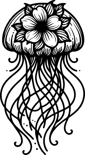 (s092-3-I) Jellyfish with Flowers Floral