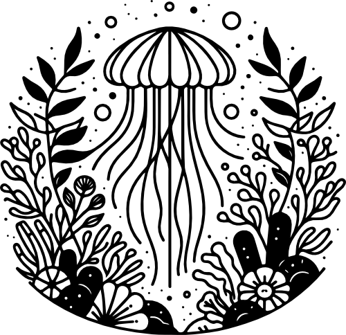 (s092-3-J) Jellyfish with Flowers Floral