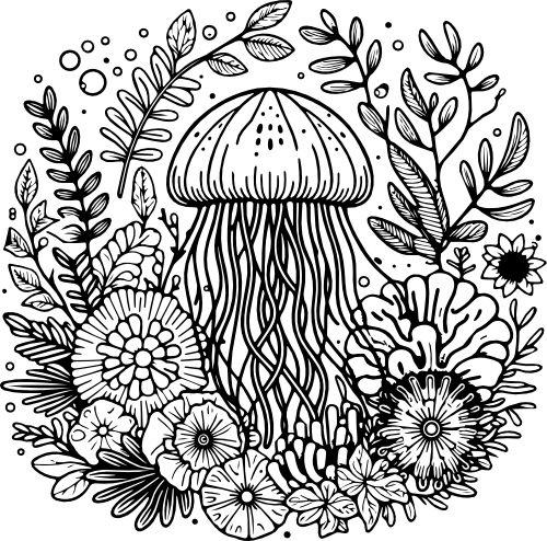 (s092-3-K) Jellyfish with Flowers Floral