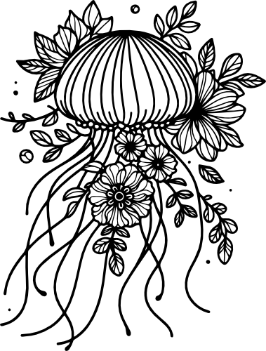 (s092-3-L) Jellyfish with Flowers Floral