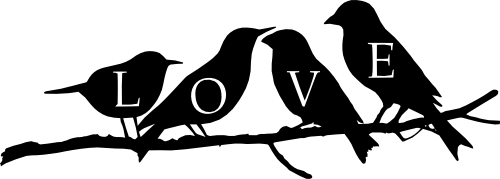 (s093-A) LOVE Birds Lovebirds Tree Branch