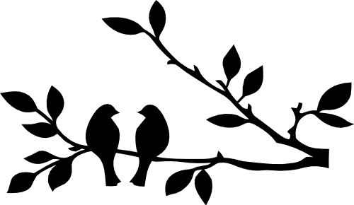 (093-B) Love Birds Lovebirds Tree Branch