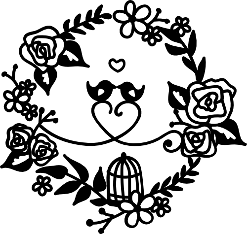 (s093-C) Lovebirds Love Birds Floral Wreath