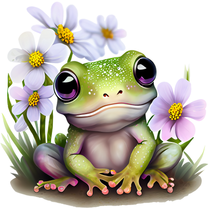 (s094-2-1B)  Frog Purple Flowers