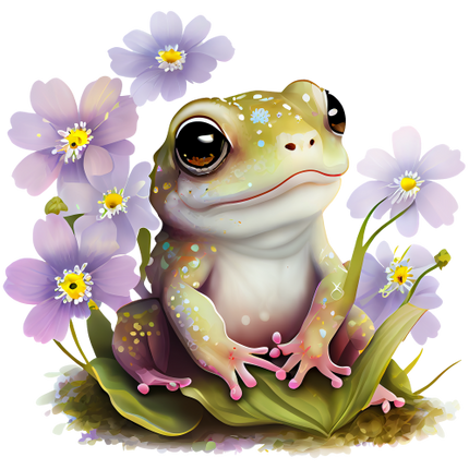 (s094-2-1C)  Frog Purple Flowers