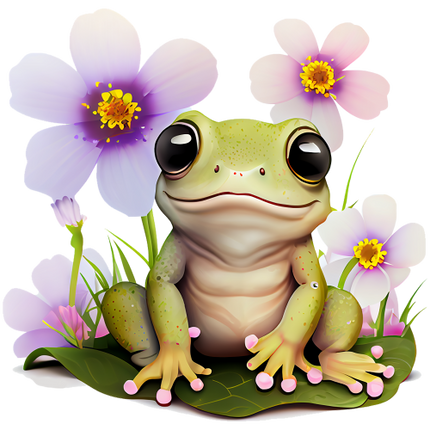 (s094-2-1D) Frog Purple Flowers