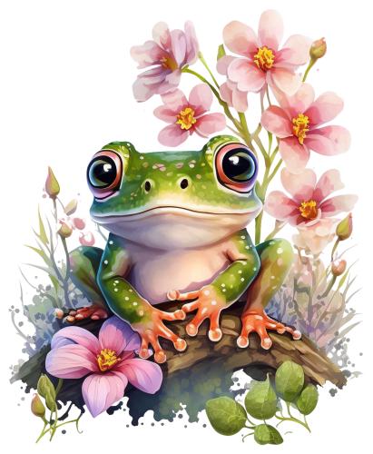 (s094-2-1F)  Frog Pink Flowers