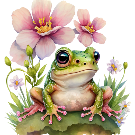 (s094-2-1G)  Frog Pink Flowers