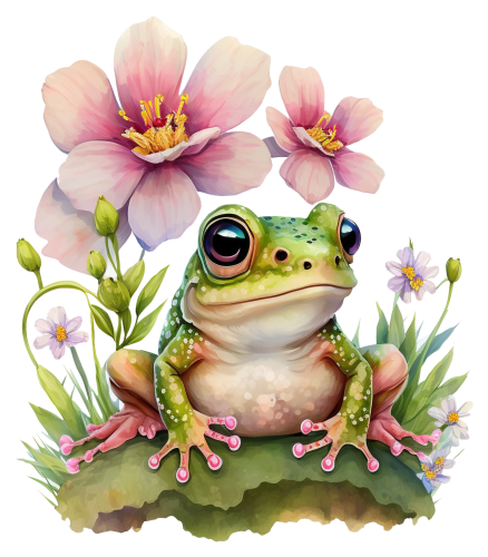 (s094-2-1G)  Frog Pink Flowers