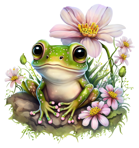 (s094-2-1H)  Frog Pink Flowers