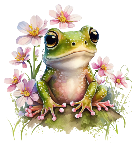 (s094-2-1I)  Frog Pink Flowers