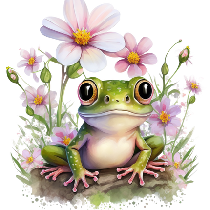 (s094-2-1J)  Frog Pink Flowers