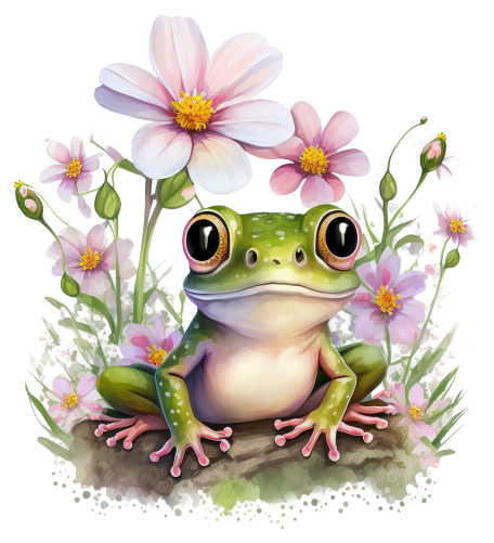 (s094-2-1J)  Frog Pink Flowers