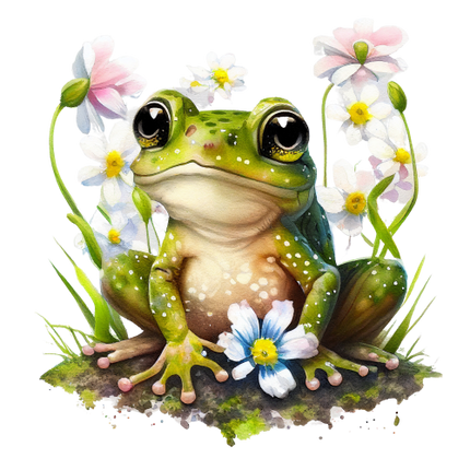 (s094-2-1O)  Frog White Flowers