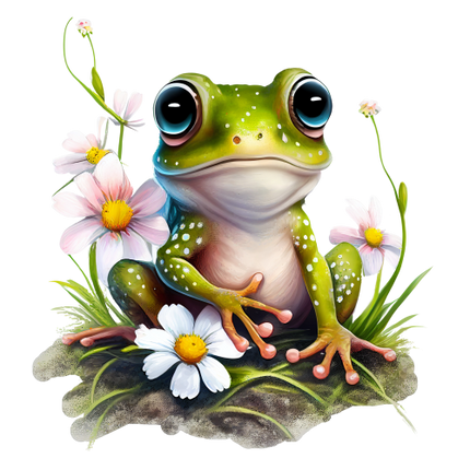 (s094-2-1P)  Frog White Flowers