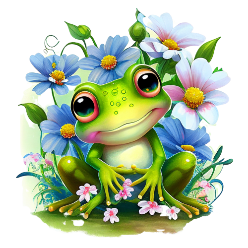 (s094-2-1U) Frog Wildflowers
