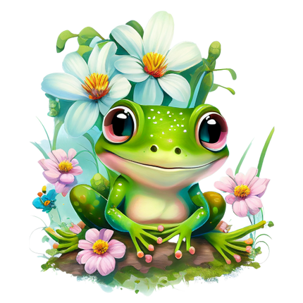 (s094-2-1V)  Frog Wildflowers