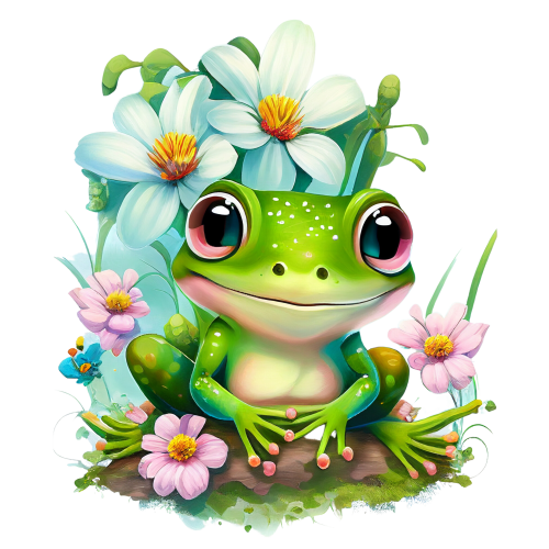 (s094-2-1V)  Frog Wildflowers