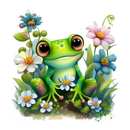 (s094-2-1W)  Frog Wildflowers