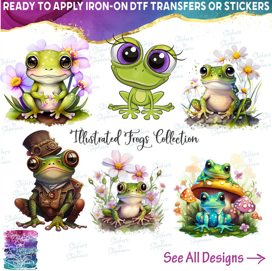 (s094-2) Watercolor Illustrated Cartoon Steampunk Frog Fogs Collection 50 Style Options