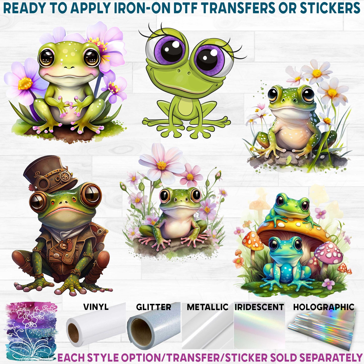 (s094-2) Watercolor Illustrated Cartoon Steampunk Frog Fogs Collection 50 Style Options