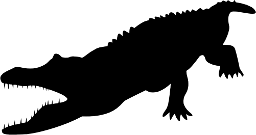 (s094-1-G) Alligator Crocodile Silhouette