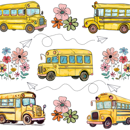(s095-1F) Back to School Bus Icons Sheet Set