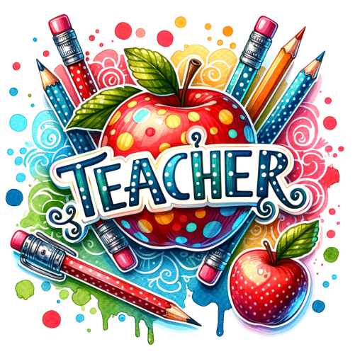 (s095-1B) Teacher Colorful Apple