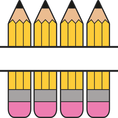 (s095-2L) Split Yellow #2 Pencils Custom Name Text