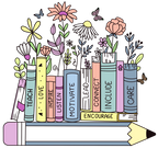 (s095-2R) Floral Books Teacher Custom Text Name