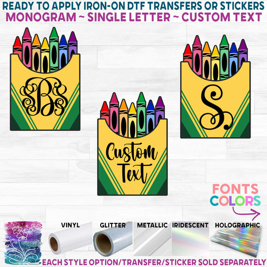 (s095-2S) Box of Crayons Monogram Letter Custom Text