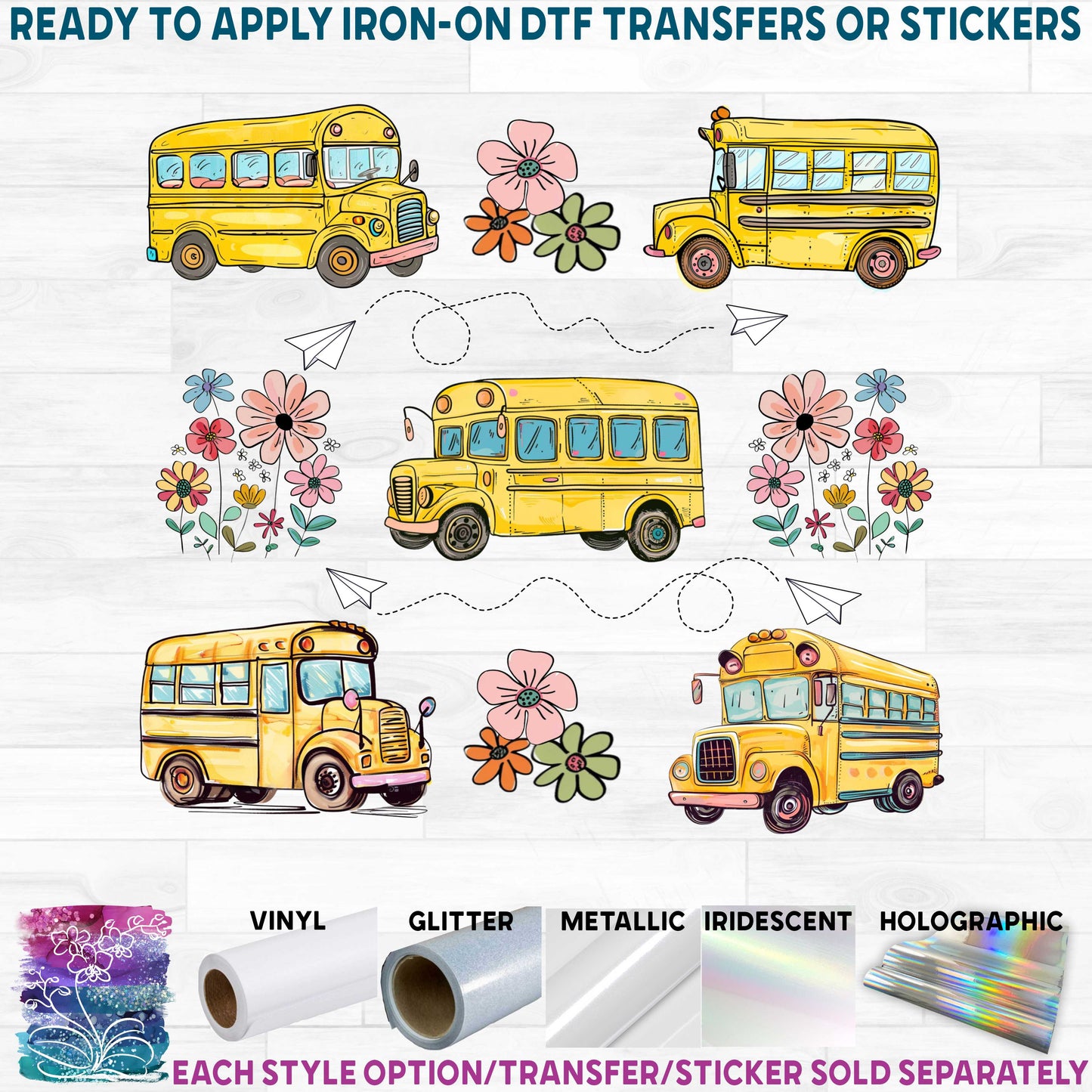 (s095-4B) Back to School Bus Icons Sheet Set