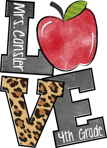 (s095-4H) Stacked Love Apple Teacher Student Name Grade Custom Text