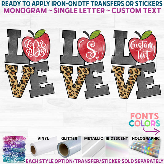 (s095-2G) Stacked Love Apple Monogram Custom Text