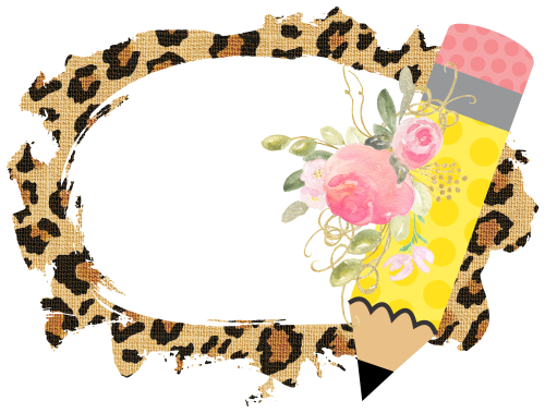 (s095-3D) Pencil Leopard Floral Frame