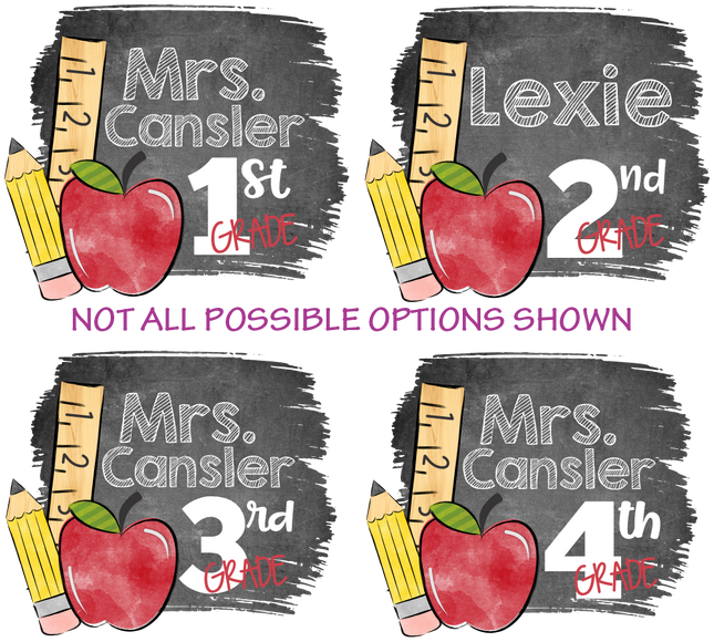 (s095-4G) Teacher or Student Name All Grades Chalkboard Custom Text