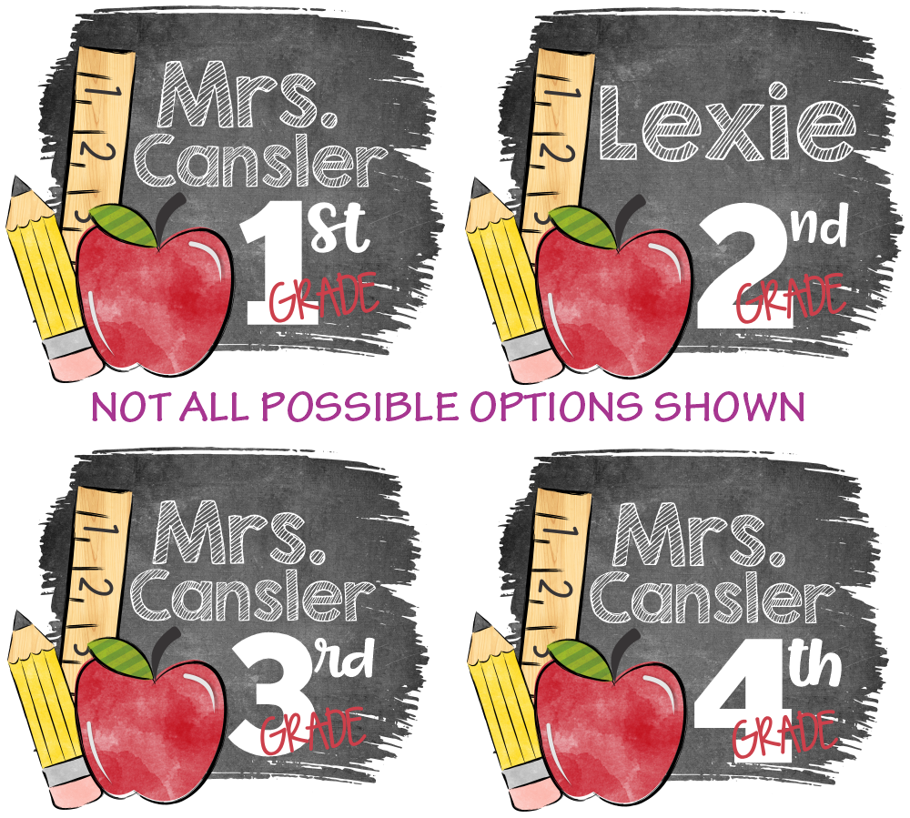 (s095-4G) Teacher or Student Name All Grades Chalkboard Custom Text