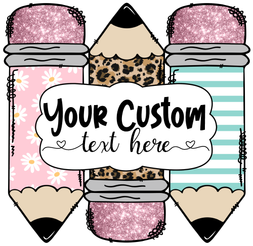 (s095-4A) Pencil Monogram Student Teacher Life Name Kindergarten Cutie Name Custom Text