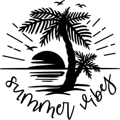 (096-01-A) Summer Vibes Palm Tree Sunset Summer Vacation