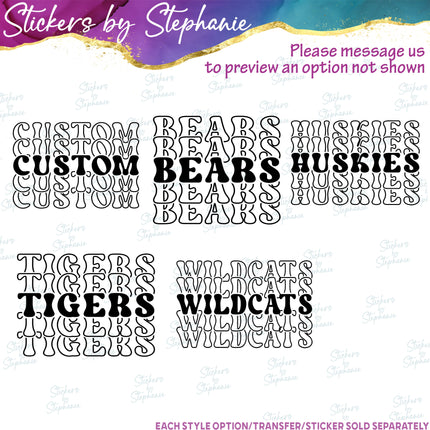 More Stacked 4 Line Custom Text Iron-On Transfer