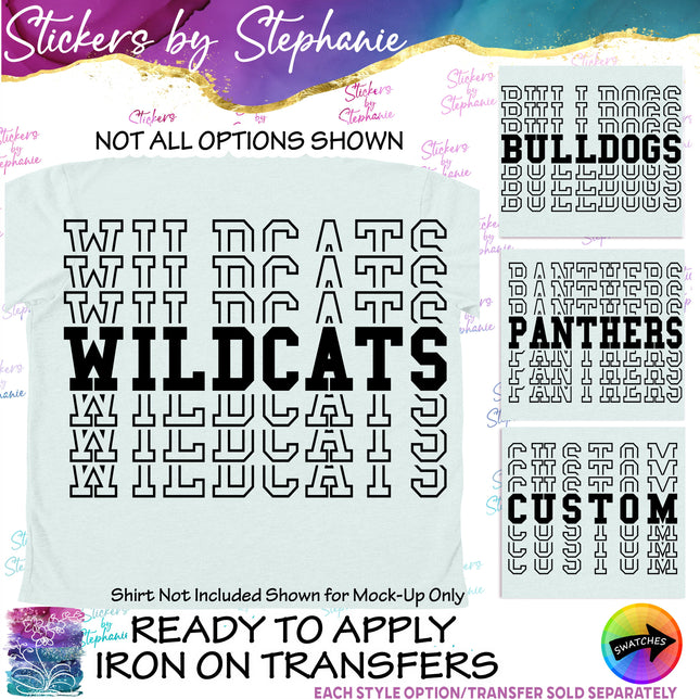 (s05-001) Stacked Team Name Iron-On Transfer