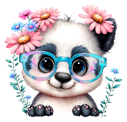 (s099-G) Baby Panda Girl Flowers Glasses