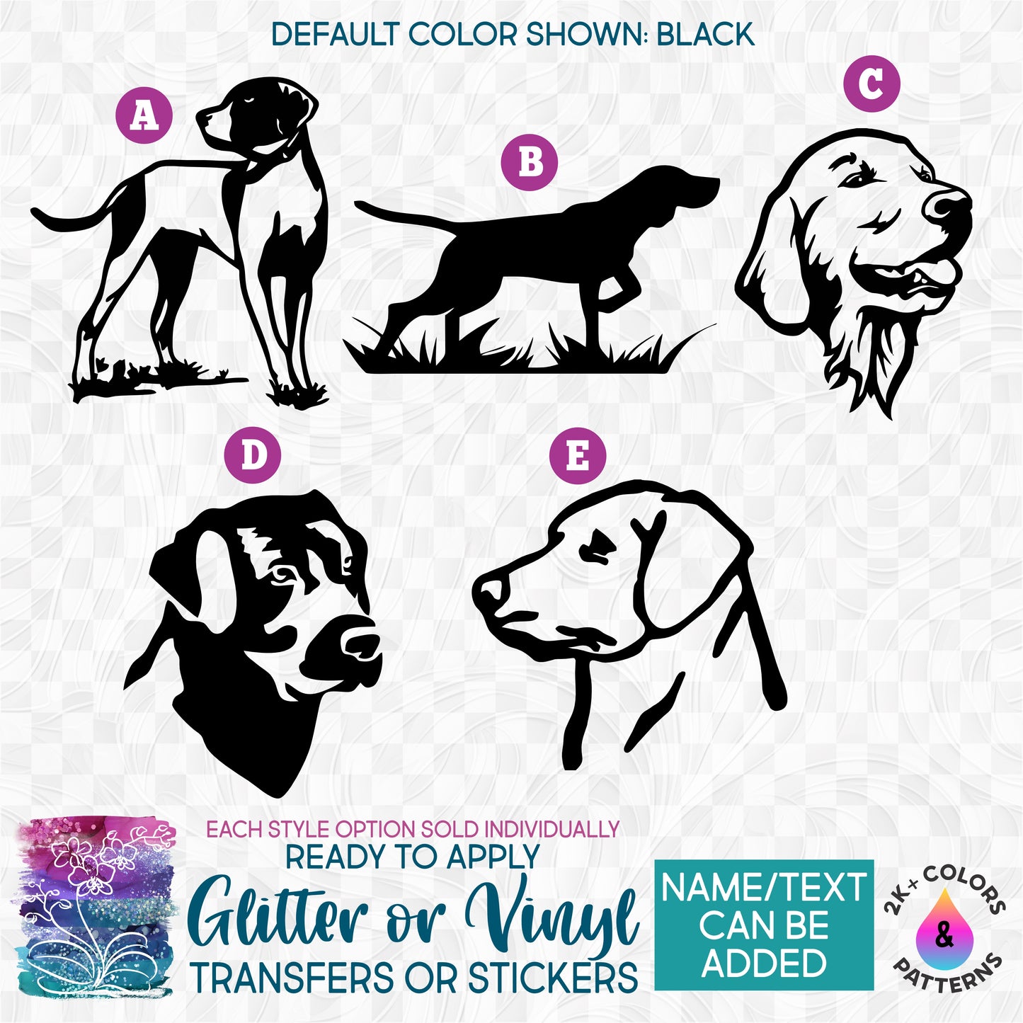 (s009) Hunting Dogs Dog Lab Labrador Glitter or Vinyl Iron-On Transfer or Sticker