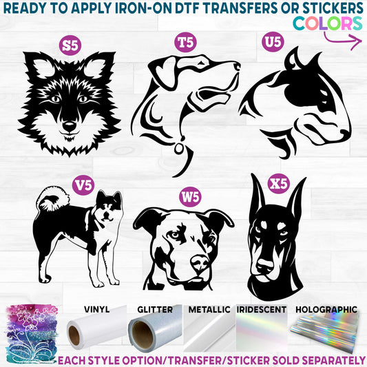 (s009) Dog Dogs Husky Akita Pitbull Printed Heat Transfer or Sticker