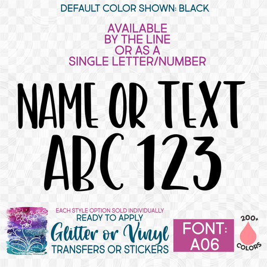 SBS-97-A06 Block Font Custom Lettering Name Text Iron-On Transfer or Sticker
