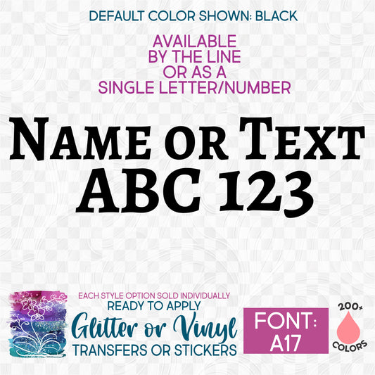 SBS-97-A17 Block Font Custom Lettering Name Text Iron-On Transfer or Sticker