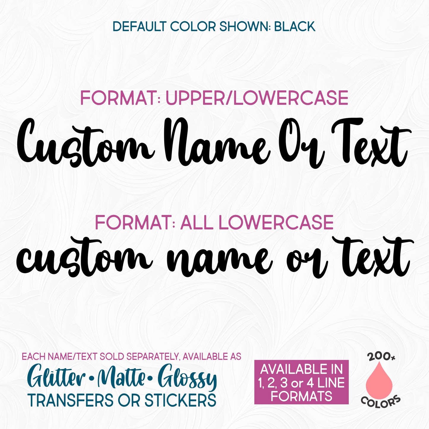 SBS-97-A31 Script Font Custom Lettering Name Text Iron-On Transfer or Sticker