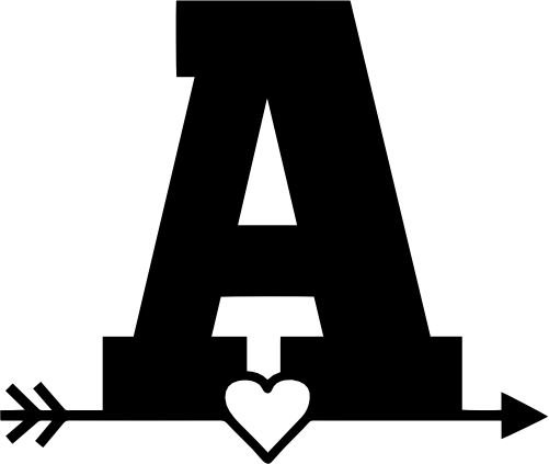 (s377-1) Block Heart Arrow All Letters A-Z
